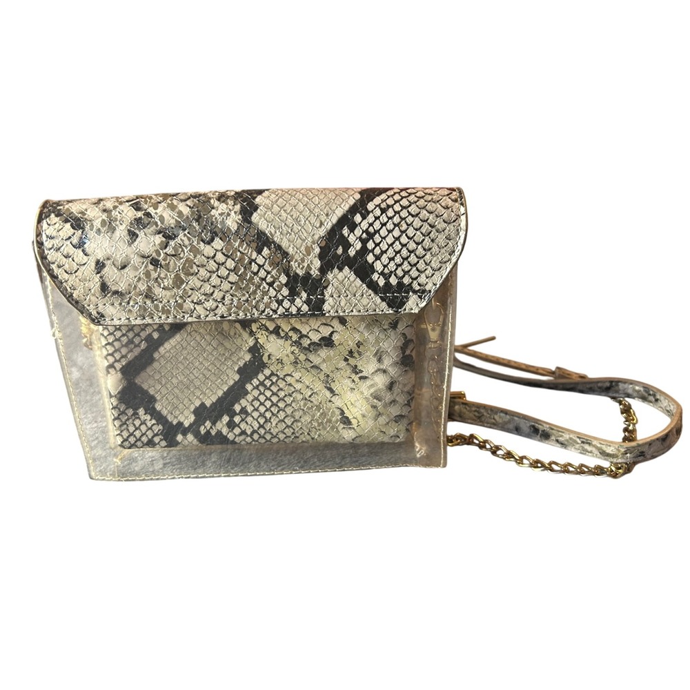 Urban Expressions Snakeskin Print Clear Crossbody‎ Bag Chain Strap Purse